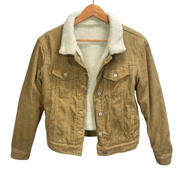 Y2k Corduroy Trucker Jacket Sherpa Lined Medium Button Up Outerwear - Picture 1 of 13